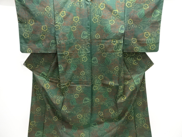 花唐草模様織り出し十日町紬着物